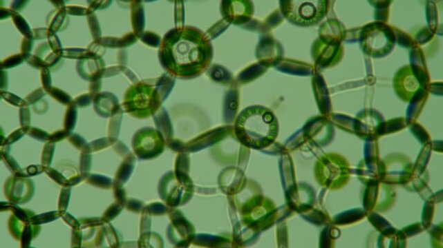 Microscopic Exploration of Aquatic Green Algae Hydrodictyon Reticulatum Structure