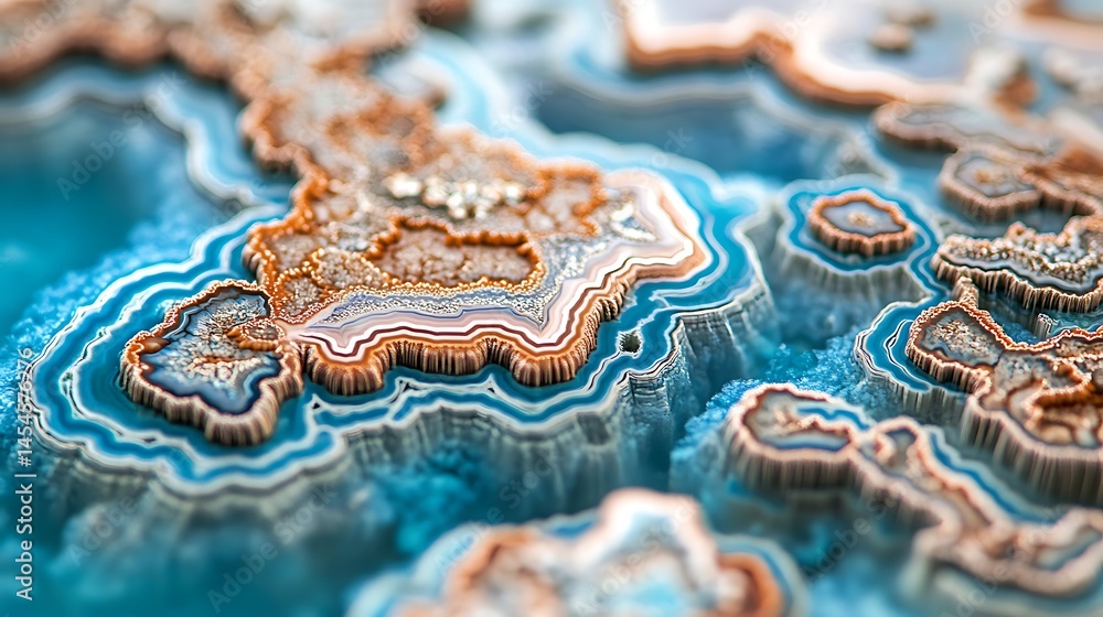 Poster close-up view of colorful mineral formations showcasing intricate patterns and textures in nature