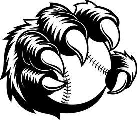 Black And White Gorilla Claw Holding Baseball