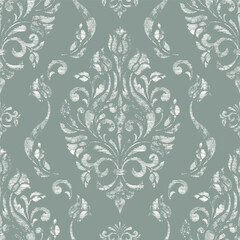 Damask seamless pattern element with brush strokes. Vintage classical old fashioned damask ornament, seamless texture for wallpapers, textile.