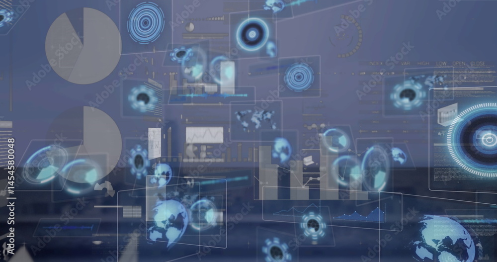 Poster image of data processing over globes