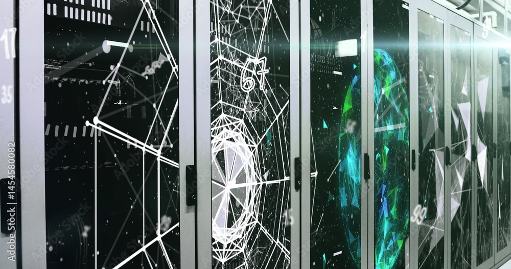 Poster image of connections, data processing over computer servers