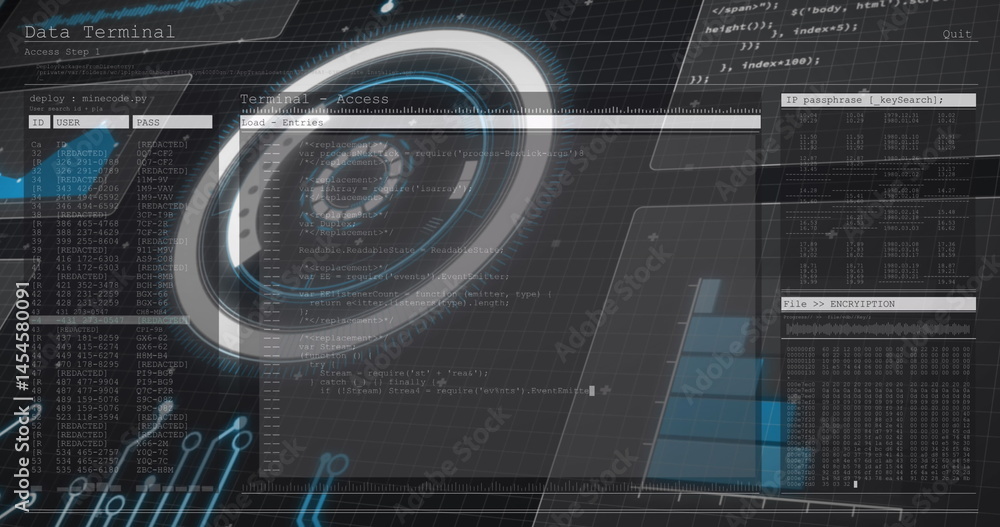 Poster image of scope scanning and data processing over screens and grid