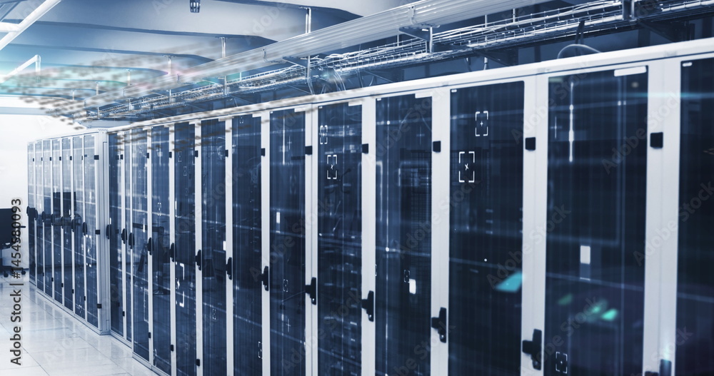 Aufkleber image of data processing over computer servers