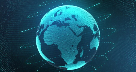 Image of blue globe over blue background