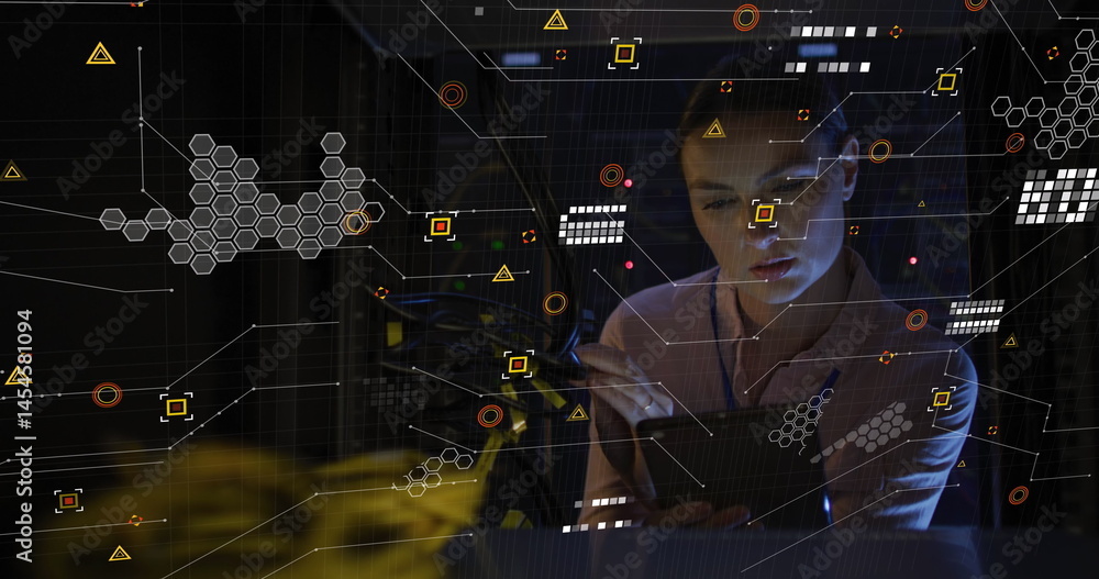 Poster image of text with globe and network of connections