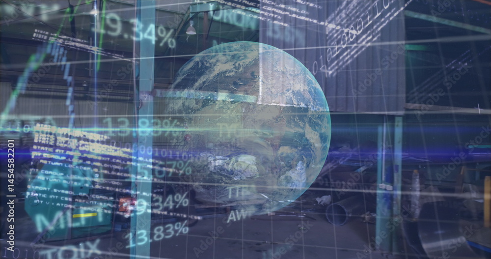 Aufkleber image of data processing and globe over rubbish dump