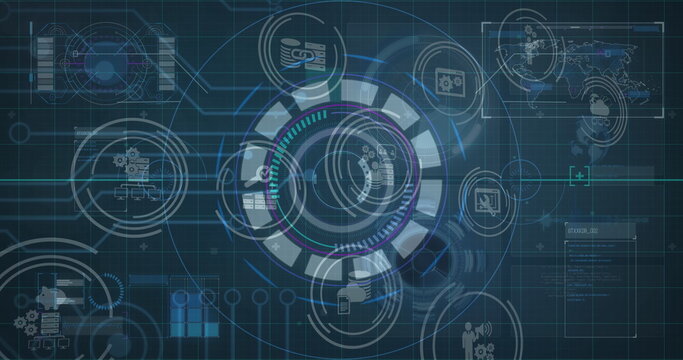 Image of data processing over blue background