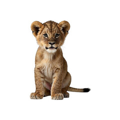 Obraz premium Lion cub isolated on a transparent background generative AI