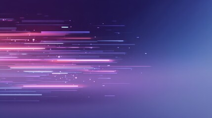Abstract streaks of pink and purple light move horizontally over a smooth blue gradient background.