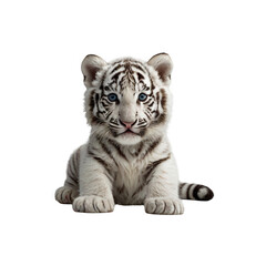 Cute white tiger cub sitting relaxing generative AI