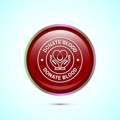 Blood donation icon design illustration, Donate blood badge label sign, Red color round button design