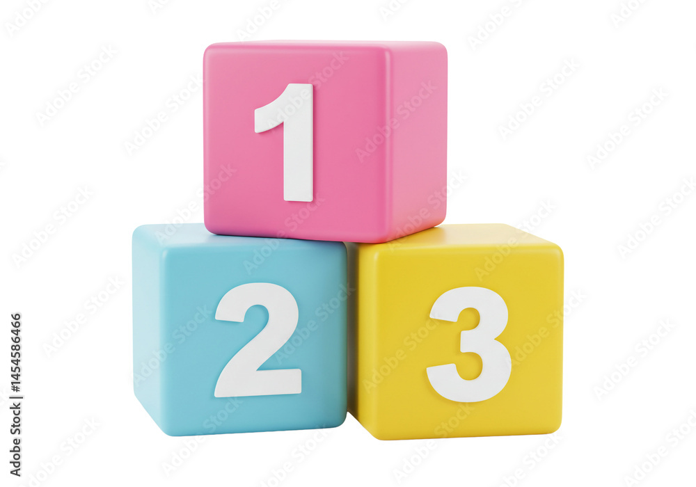 Fototapete stack of colorful number blocks one two three learning concept