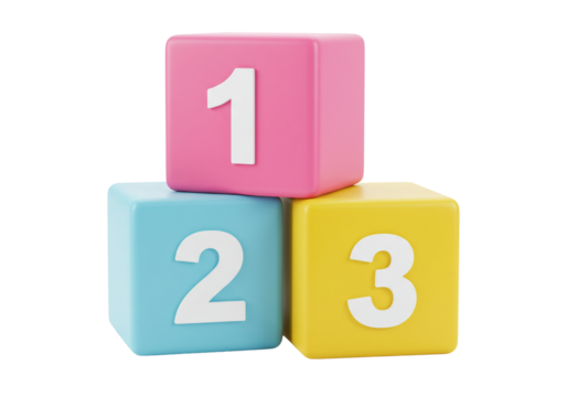 Stack of Colorful Number Blocks One Two Three Learning Concept