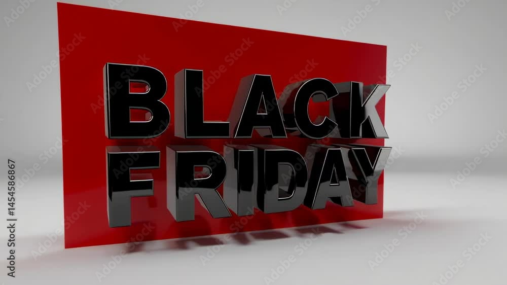 Aufkleber Black friday 3d letters rotating slightly on a red background changing position, creating a seamless loop perfect for advertising the sales period