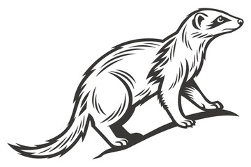 Find black and white ferret vector image design for graphic design and animal illustration projects online free isolated on transparent background