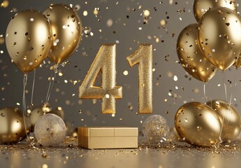 Golden Balloons and Sparkling Decorations for Celebration of 41
