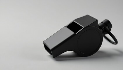 Classic black plastic whistle, simple design, clean background , classic, simple, sound
