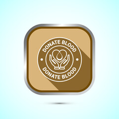 Blood donation icon design illustration, Donate blood badge label sign, Gold color shadow button design