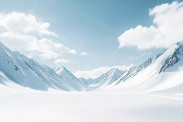 Snowy mountain valley