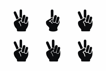 set of Fingers Crossed icon silhouette vector illustration