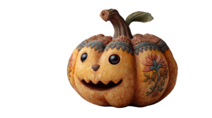 Halloween pumpkin decoration with transparent background whimsical design festive spirit