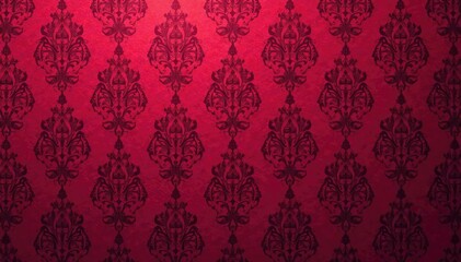 Fototapeta premium Deep burgundy paisley damask repeating pattern, background, dark, classic