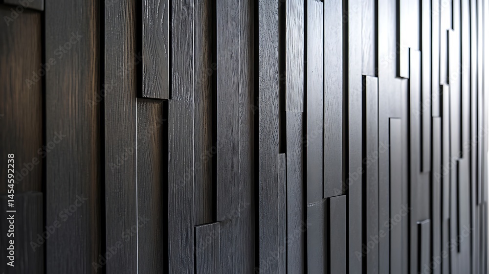 Poster modern textured wall design featuring varying wooden panels creating a dynamic visual effect