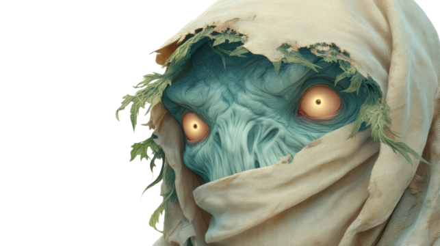 Halloween creature design transparent background digital art fantasy close-up unique concepts