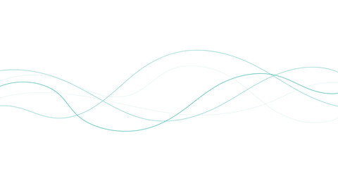 A smooth, elegant design featuring overlapping teal lines creating a wave-like pattern against a clean white backdrop.