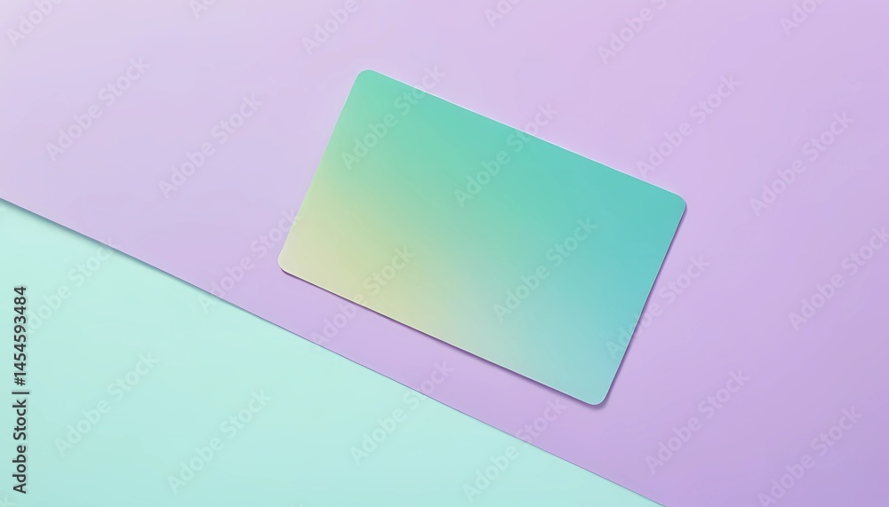 Poster a sleek rectangular card with a soothing gradient lies peacefully on a softly colored surface, invit