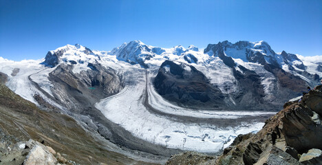 Image of the famous mountain called Catena del Monte Rosa and Cima Doufour