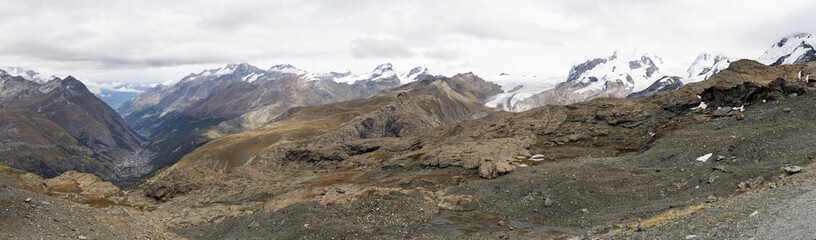 Image of the famous mountain called Catena del Monte Rosa and Cima Doufour