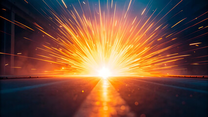 Abstract Burst of Energy Light Rays and Explosion Effect