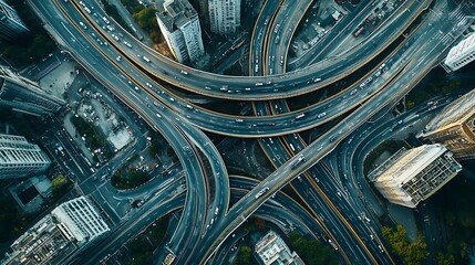 Urban highway intersection seen from above.