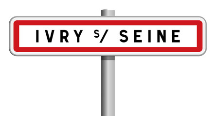 Panneau sur poteau de Ivry-sur-Seine, Val-de-Marne, Île-de-France