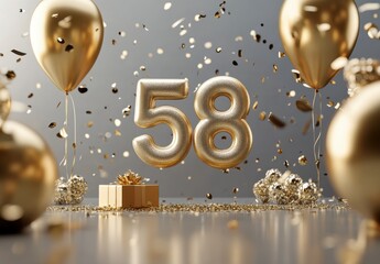 Glamorous 58th Birthday Celebration with Balloons and Decorations
