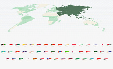 Obraz premium Grunge Brush Stroke Asian Flags Collection.