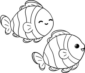 Nemo Clownfish Cute Outline