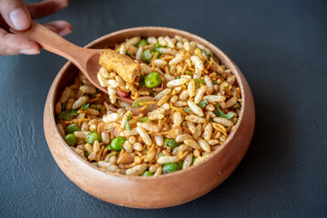 A bowl of rice with a spoon in it