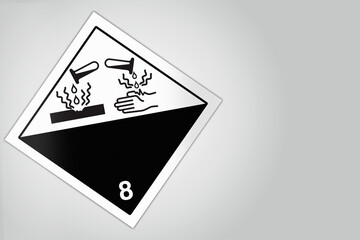 Hazardous Material HAZMAT Diamond Label Marking Placard Shipping Class 8 International Wordless Corrosive