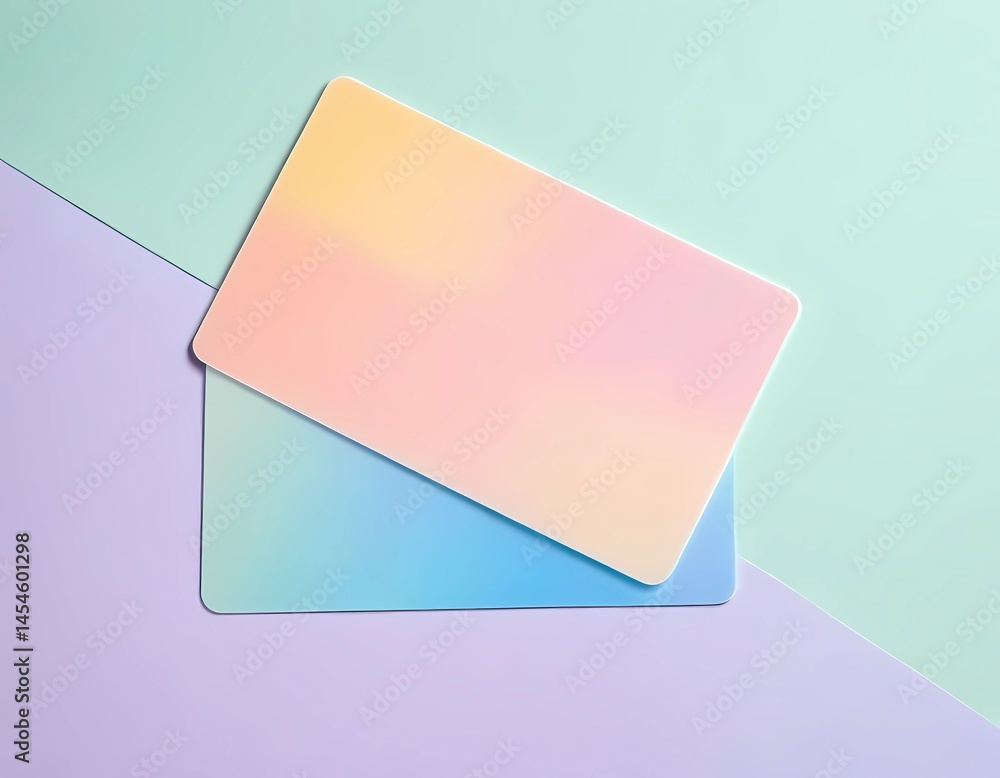 Poster two soft gradient cards rest on a soothing pastel background, showcasing a blend of colors that evok