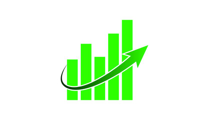 illustration of business graph bar with arrow. up and down business chart on transparent background.