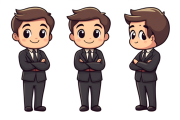 Adorable Businessman Avatar Illustration Happy Male Employee in Suit