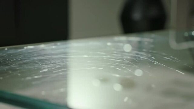 Subtle Scratches on a Glossy Glass Surface: A Study in Refraction and Texture - Powered by Adobe