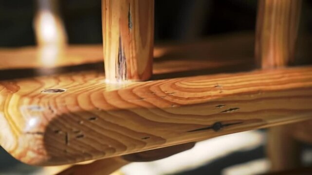 Close-Up Glimpse of Rustic Wooden Structure Details with Warm, Natural Tones