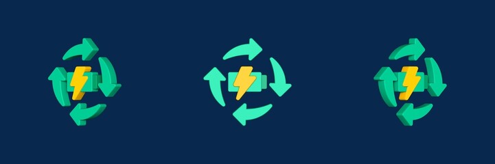 battery recycling 3D icon