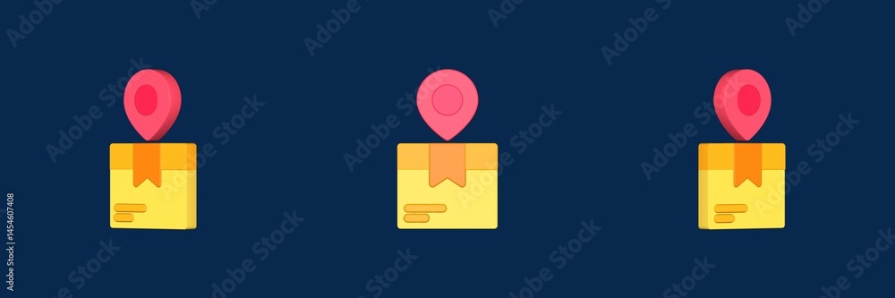Poster box map and navigation 3d icon