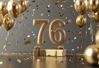 Golden Celebration Decoration for Seventy-Sixth Birthday Party