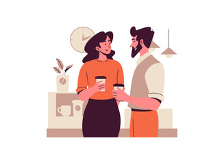 Illustration of an Coffeeshop Talk Cartoon Character